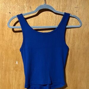 Blue crop tank top never use runs a little small.